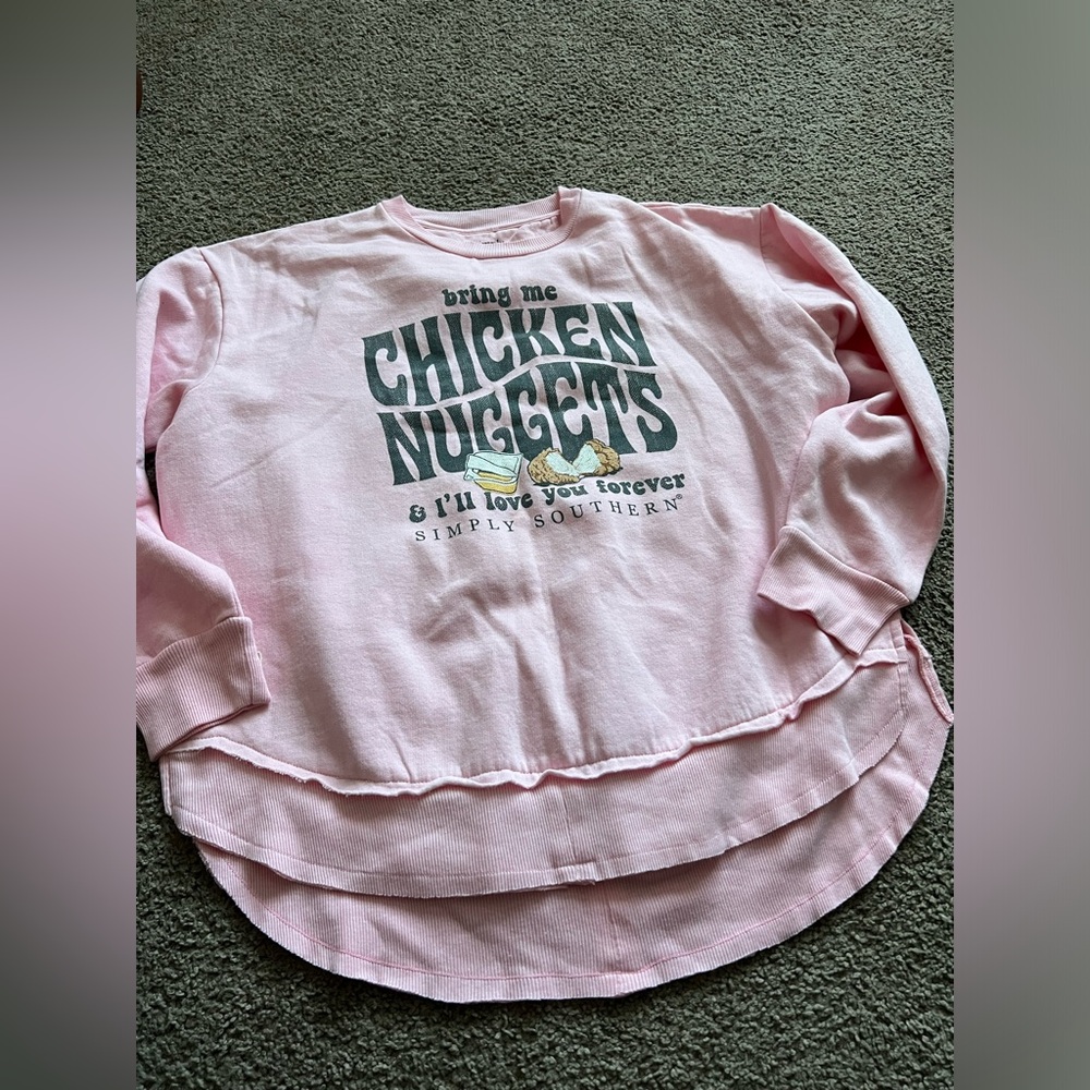 Simply Southern Girls' Pink 'Chicken Nuggets' Graphic Long Sleeve Top